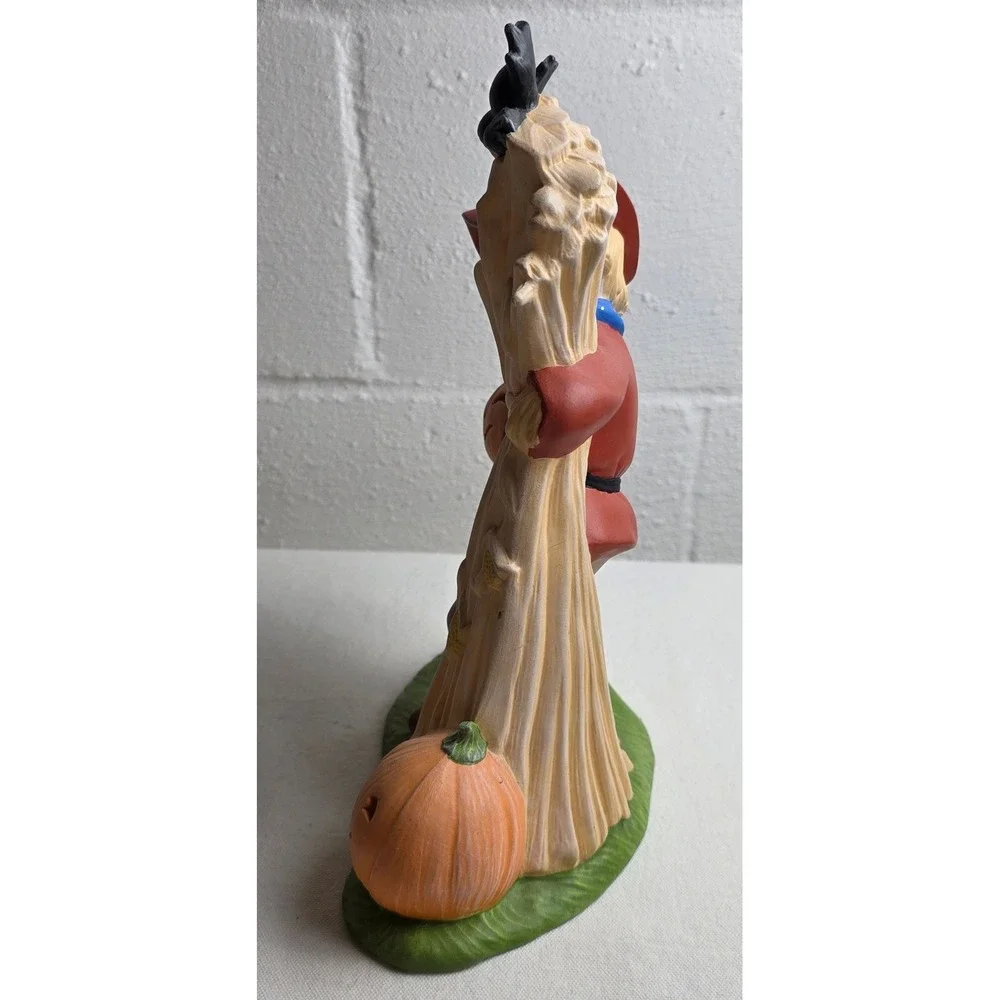 Vintage Ceramic Scarecrow Figurine Fall Harvest Halloween Decor Jack-O-Lantern